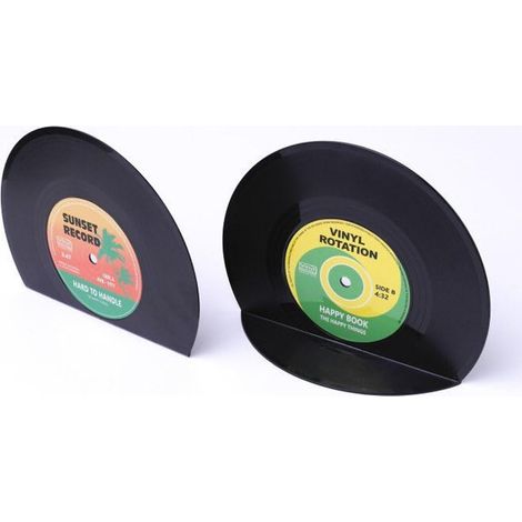 Serre Livres en Plastique Vinyle Décoration CD Mini Étagère Presse-Livres Vintage Bookends (1/5)
