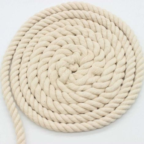 Corde Torsadée - Coton 100 % - Diamètre 10 mm - Longueur 10 m - Pour Macramé Plantes Murales Loisirs Créatifs (1/5)