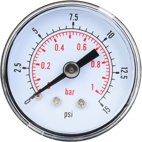 Mechanical Pressure Gauge for Air Oil Water 1/8inch BSPT Back Connection (0-15psi 0-1bar) (1/5)