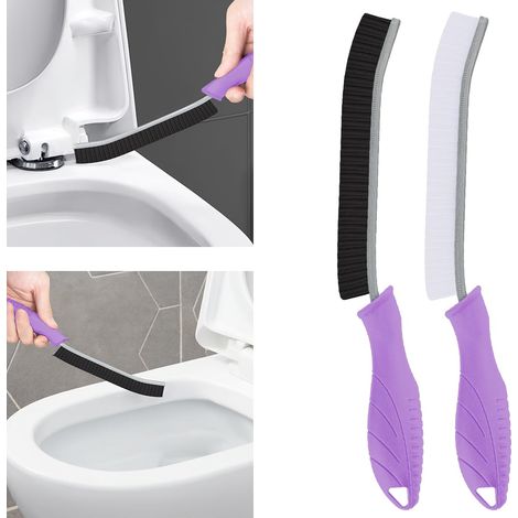Brosse Toilettes WC - Brosses de Nettoyage à Poils Durs, Brosse Joint Carrelage Montage Mural, Outil de Nettoyage pour Évier de Cuisine, Baignoires (2, Violet) (1/5)