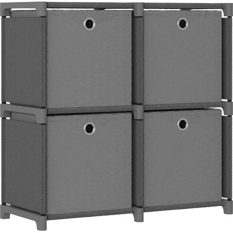 Étagère à 4 cubes avec boîtes-Coffre de rangement-Stockage Rangement Gris 69x30x72,5 cm Tissu 595744 (1/5)
