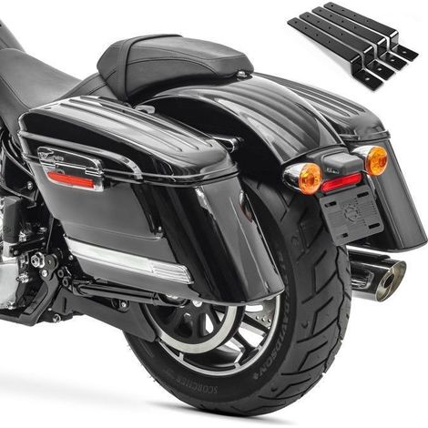 Craftride SC6 starre Seitentaschen für Custom-Motorräder schwarz – 55 L mit universellen Halterungen