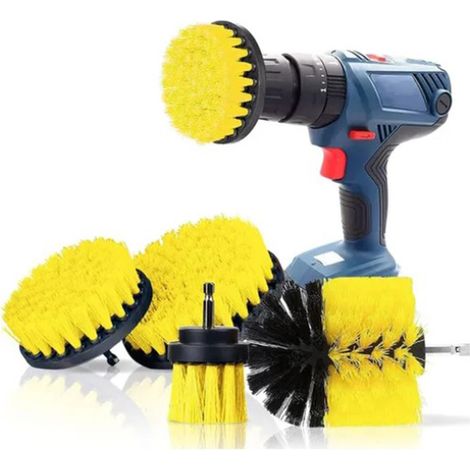 Brosse jaune pour perceuse électrique Amazon, ensemble de brosses pour la maison, le lavage de voiture, le polissage des sols, outil de nettoyage pour perceuse électrique (1/5)