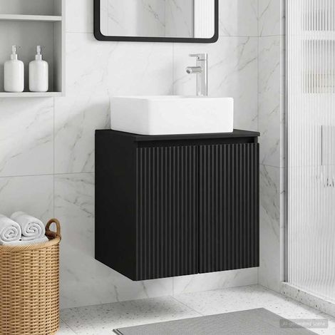 vidaXL Mobile Lavabo da Parete Nero 53 x 35 x 63 cm