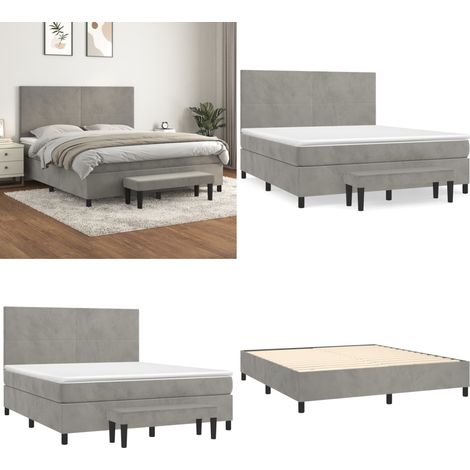 Boxspringbett mit Matratze Hellgrau 160x200 cm Samt - Samtbett - Boxspringbett - Doppelbett - Bettauflage - Schlafsystem - Home & Living (1/5)