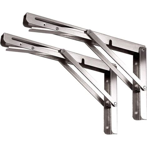 Équerre Pliante 490 mm,Support Console Pliable En Acier Inoxydable,Equerre Pour Etagere Murale(2 pièces avec vis de fixation) (1/5)
