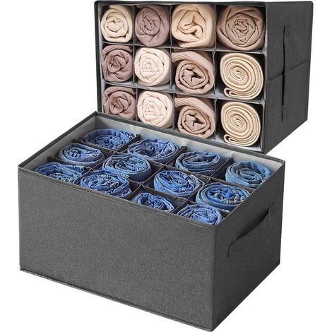 Kleiderschrank Organizer 2 Stück mit 12 Fächern für Hosen, Jeans, Pullover (1/5)