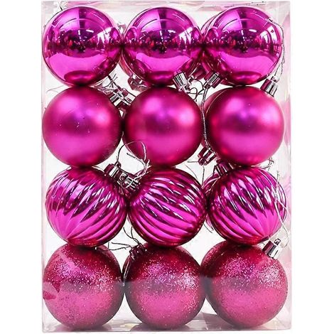24 Pack Christmas Ball Ornaments Set Shatterproof Plastic Metal 4 Cm (1/5)