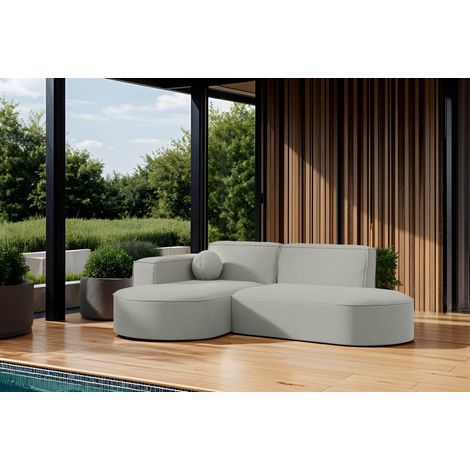 Garten Ecksofa SUNDAY XS in wetterfester Stoff ART-N Hellgrau Ottomane Links (1/2)