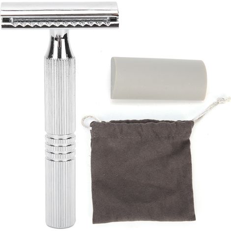 Rasoir de sécurité en alliage professionnel pour hommes, portable pour voyage et maison, sans lame (argenté) (1/5)