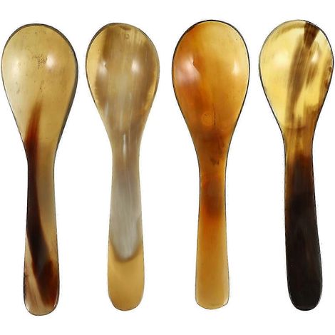 Lot de 4 cuillères à café en forme de corne, cuillères à dessert, mini cuillères à soupe en forme de corne de bœuf, ustensiles de cuisine pour banquet et expresso, manche doré, MVU (1/5)