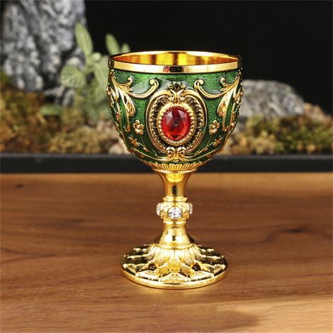 Goblet - Métal Gravé - Décoration Bureau et Table - Style Médiéval Vintage - Capacité 30 ml - Dimensions 4,3 x 7 cm - Unité (1/5)