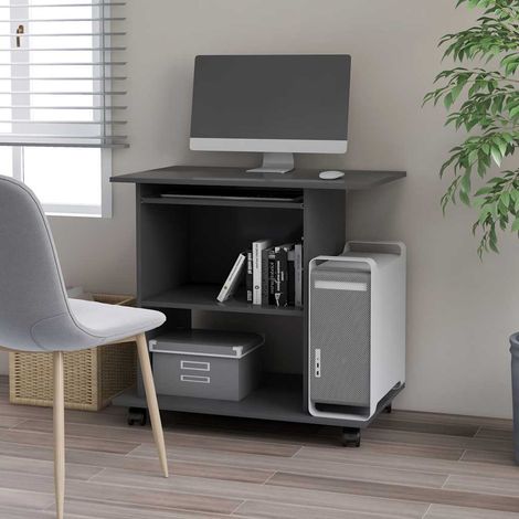 vidaXL Mesa de ordenador madera contrachapada gris 80x50x75 cm (1/5)
