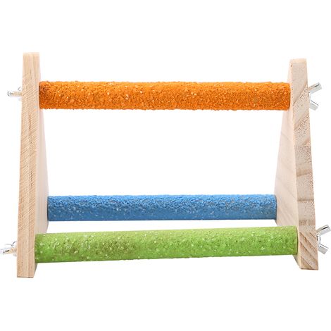 Perchoir En Bois Pour Oiseau - Plateforme Naturelle Triangle - Exercice Et Jeu - Accessoire Cage Volière (1/5)