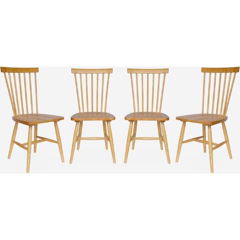 Silla de madera de hevea, set de 4