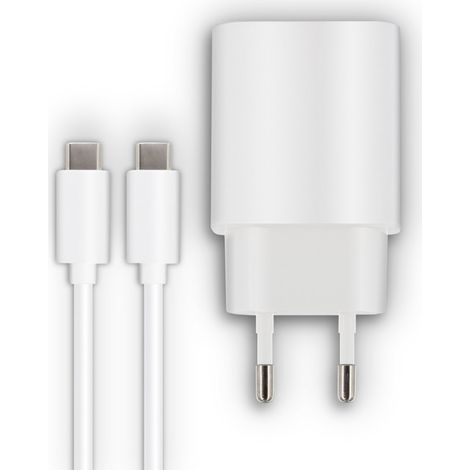 Chargeur secteur 1 USB-C 20W Power Delivery+câble USB-C/USB-C 1,2 m - blanc (1/5)