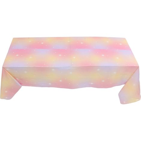 Nappe Jetable Rectangulaire Design Éclatant et Délicat en PE Motif Arc-en-Ciel Dégradé Facile à Ranger pour Fêtes d'anniversaire et Mariages (1/5)
