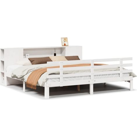 Maison Exclusive - Massivholzbett mit Regal ohne Matratze Weiß 20