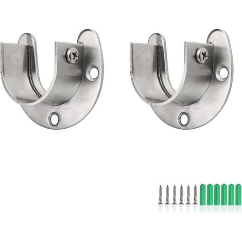 2 Pièces Support Tringle Rideaux 32 mm Supports pour Tringles À Rideaux, avec Base en Forme de U Peuvent Être Utilisés pour La Fixation de Tringles de Suspension aux Armoires de Garde Robe (1/5)