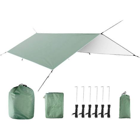 Bâche de camping imperméable 3x3m, idéale pour la randonnée, les hamacs et les pique-niques. Pliable, portable et légère. (1/5)