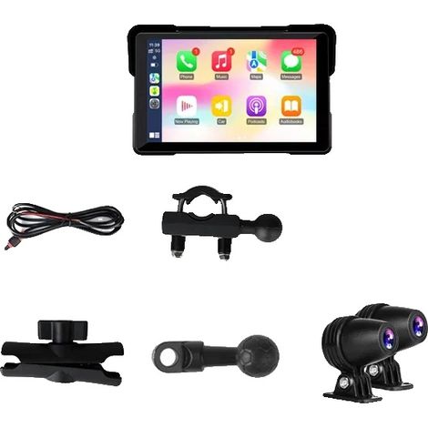 DVR de moto, double objectif, CarPlay sans fil et Android Auto, 64G, Enregistreur DVR (1/2)