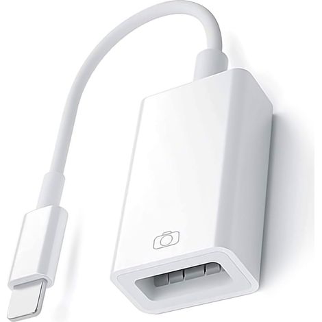 Adaptateur USB pour iPhone vers USB iOS OTG Câble pour iPhone iPad,Adaptateur de caméra USB pour iPhone,Prend en Charge Disque USB,Clavier,Souris,Lecteur de Carte,hubs,MIDI(Blanc) (1/4)