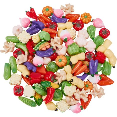 Résine Artificielle Légumes Miniatures Figurines Légumes Faux Tomates Carottes Oignon Champignon Pomme de Terre Aubergine Décorations (1/5)