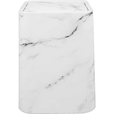 Poubelle à motif marbre avec couvercle, poubelle en plastique pour salle de bain, salon et cuisine. (1/4)