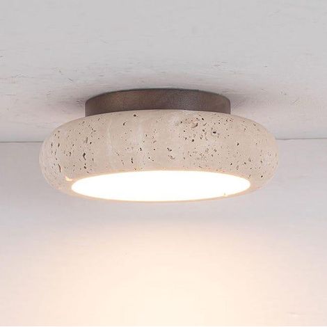Plafonnier LED 15 cm, lampe de plafond en pierre naturelle, petit lustre encastré, applique murale vintage, lampe en pierre, lumière chaude (1/5)