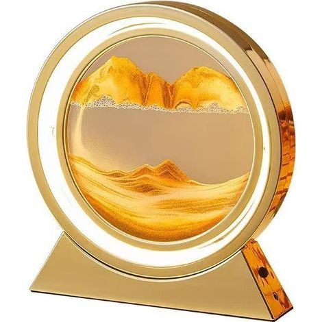 Lampe LED sablier 3D, 10 pouces Quicksand Night Light Quicksand Moving Rotating Art Sand Scene Crafts Ornement de table, 3 couleurs Gradation USB Moving Sand Painting Light for Home Decor Gift - RWLam (1/5)