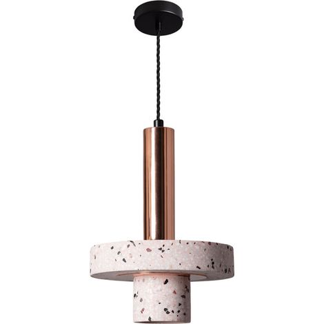 – Suspension métal et ciment Hestia – Finition or rose – Dimensions 1500mm x Ø200mm – Protection IP20 pour intérieur (1/5)