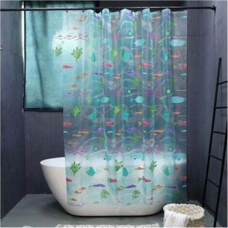 (Größe: 180 x 200 cm) Transparenter blauer Duschvorhang, wasserdichter EVA-Duschvorhang, Raumteiler fürs Badezimmer, Unterwasserwelt