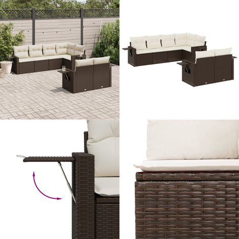 7-tlg. Garten-Sofagarnitur mit Kissen Braun Poly Rattan - Gartengestell - Gartenmöbelset - Outdoor Möbel - Lounge Set - Rattan Gartenmöbel - Home & Living (1/5)