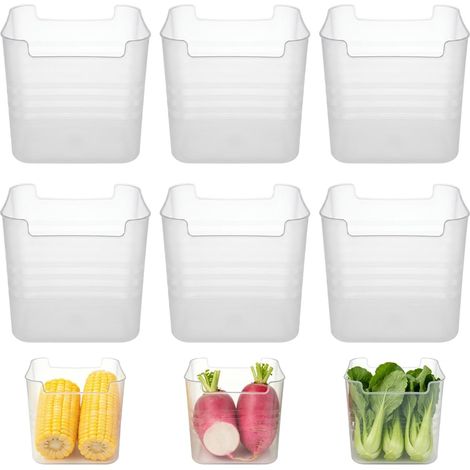 Lot de 6 Boite Rangement Frigo Plastique 9,5 X 9,5 X 8,5 cm Empilables, Transparents, Sans BPA pour Réfrigérateur, Placard, Congélateur, Armoires de Rangement (1/5)