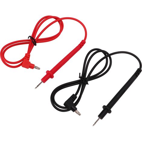 Pointe de test multimètre J.30031, aiguille 2mm, lot de 5 paires rouge et noir, sondes de mesure professionnelles. (1/5)