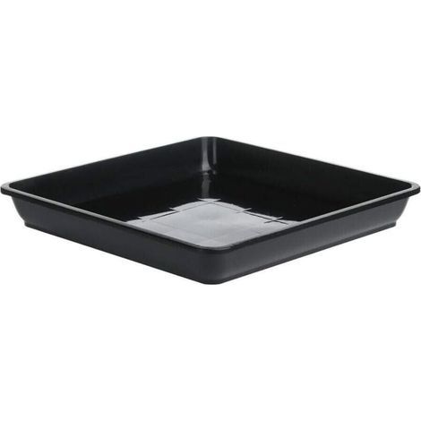 Bac à plantes en plastique noir 2525cm bac à égouttement carré bac à fleurs adapté à l'intérieur et à l'extérieur. 2 pièces (1/4)