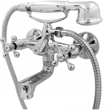 Granitan – Robinet de baignoire rétro mobile – Finition chrome brillant – Entraxe réglable 130-170mm – Douchette PVC et têtes céramiques (1/2)
