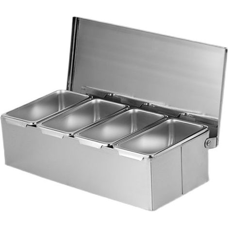 Boîte d'assaisonnement en acier inoxydable, 4 plateaux à compartiments, mallette de rangement de grande capacité pour la cuisine