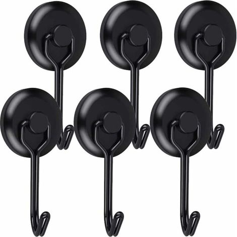 Gancio magnetico resistente 14 kg, ganci magnetici al neodimio 20D neri, ganci magnetici girevoli, ganci magnetici per strofinacci da cucina e tovaglie, 6 pezzi
