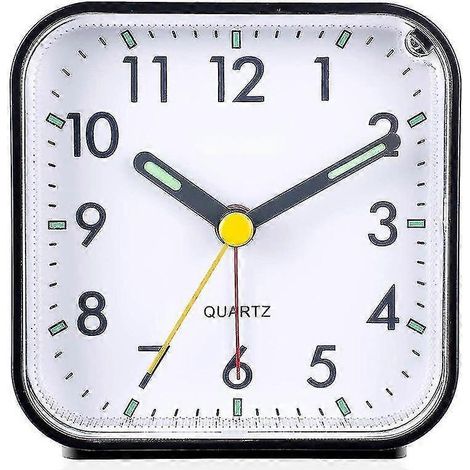 Réveil analogique compact et silencieux avec fonction snooze, veilleuse et sans tic-tac - idéal pour les voyages et la maison. (1/5)