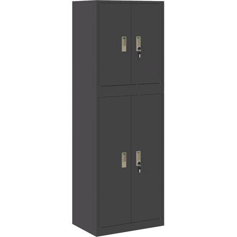 Storage Cabinet 2 pcs Black 60 x 40 x 175 cm Steel Lockable vidaXL (1/5)