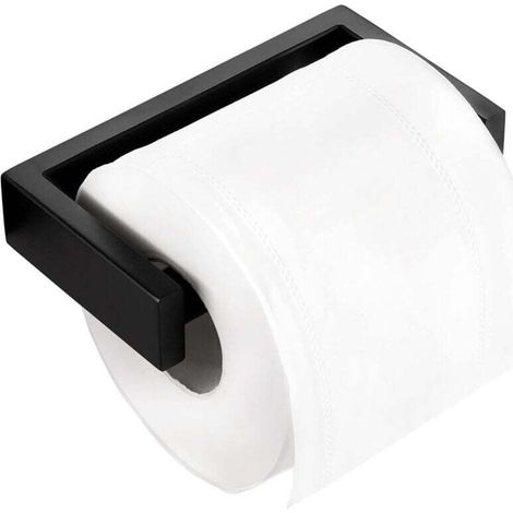 Porte-papier toilette noir, porte-papier toilette de salle de bain, ressort en acier inoxydable, lettrage gravé, suspension murale