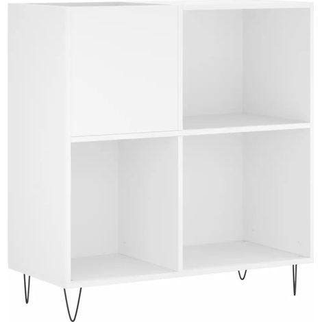 Mobiletto portadischi classico e pratico 84,5 x 38 x 89 cm in legno composito bianco 020049167