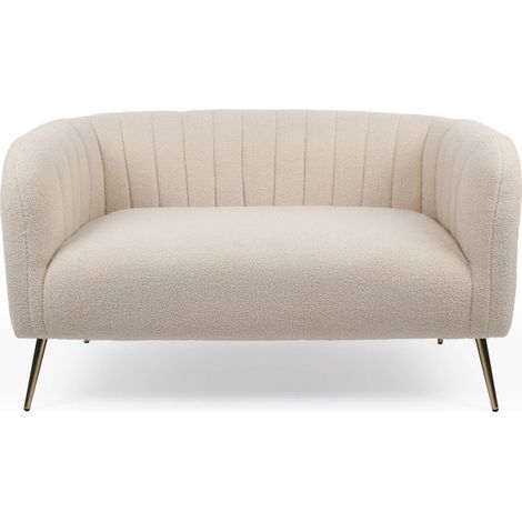 Canapé 2 Places Bouclette "Reuben" 128cm Beige (1/5)