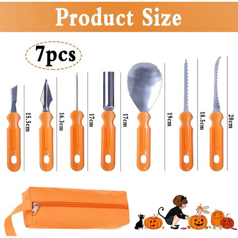 Lot de 7 - Ensemble De Sculpture De Citrouille d’Halloween - Outils De Sculpture De Citrouille En Acier Inoxydable (1/5)