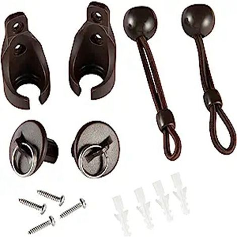 Boule coupe-vent marron, siège et embout, 2 de chaque avec 4 morceaux d'adhésif fileté verrou de boule fixe extérieur avec accessoires. (1/5)