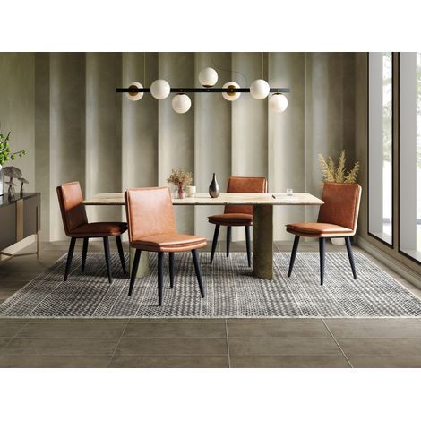 2 chaises en simili cuir marron, assise épaisse et douce, style moderne (1/5)