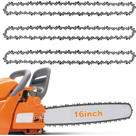 Passender Satz aus 3 Kettensägenketten für 40-cm-Schwert, 56 Treibglieder, 3/8"-Teilung LP 0,1 cm, Ersatzkette kompatibel mit Titan TTL758CHN, Hyundai HYC2400E, Einhell GH-EC 2040
