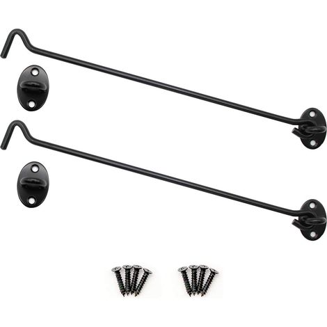 2 Pièces Crochet de Cabine, ARTISAN-SH Loquets à Crochet, Loquet à Oeil Inoxydable, Avec Vis, Adapté aux Salles de Bains, Fenêtres, Portes Coulissantes (Noir) (1/5)