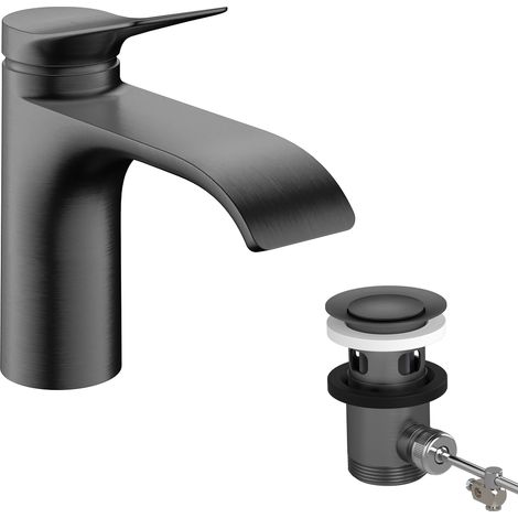 Hansgrohe Vivenis - Mitigeur de lavabo avec bonde, EcoSmart, CoolStart, chrome noir brossé 75014340